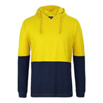 Mens Hi Vis Long Sleeve Cotton Tee with Hood